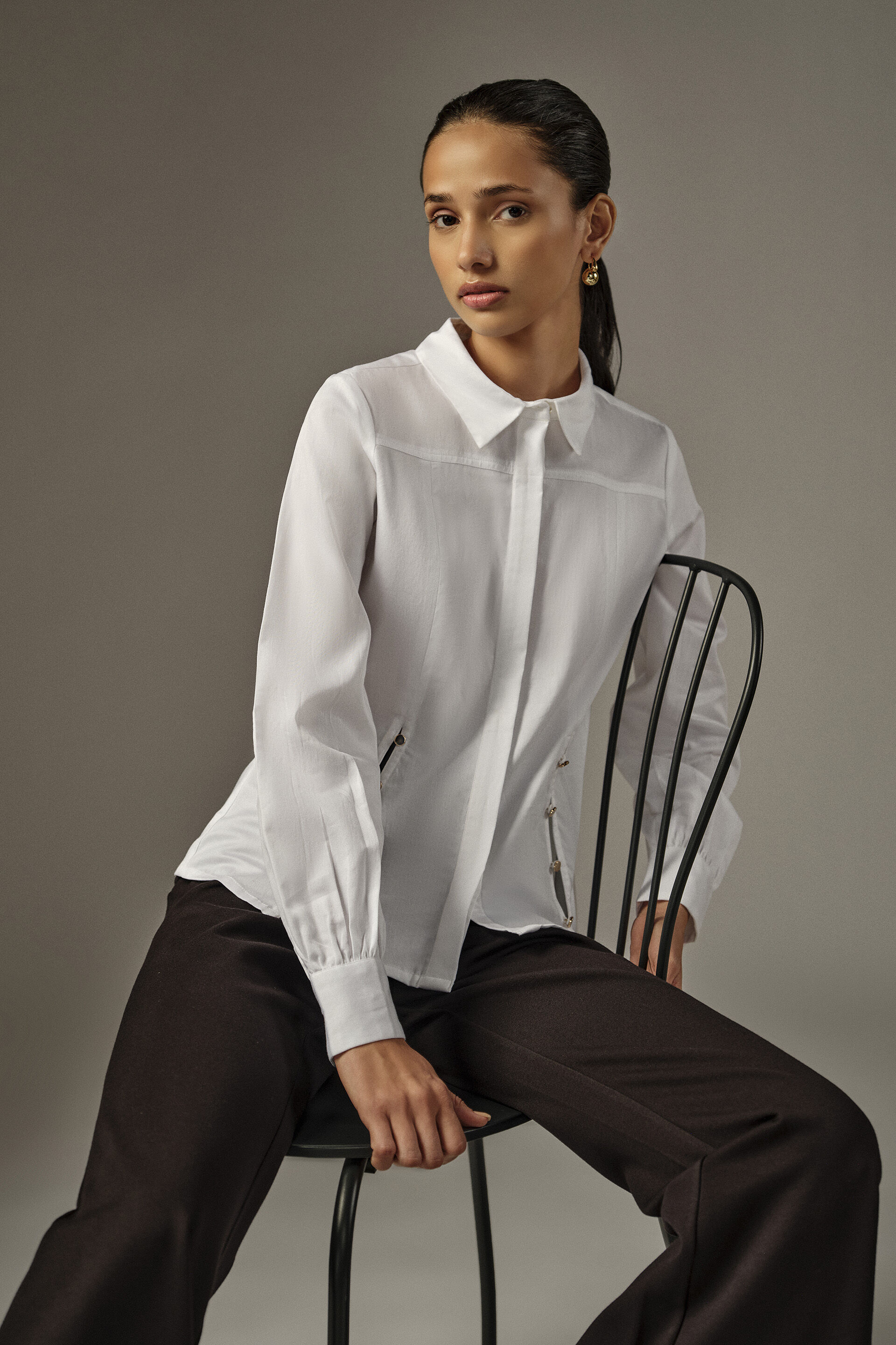 Button-Detail Cotton Shirt